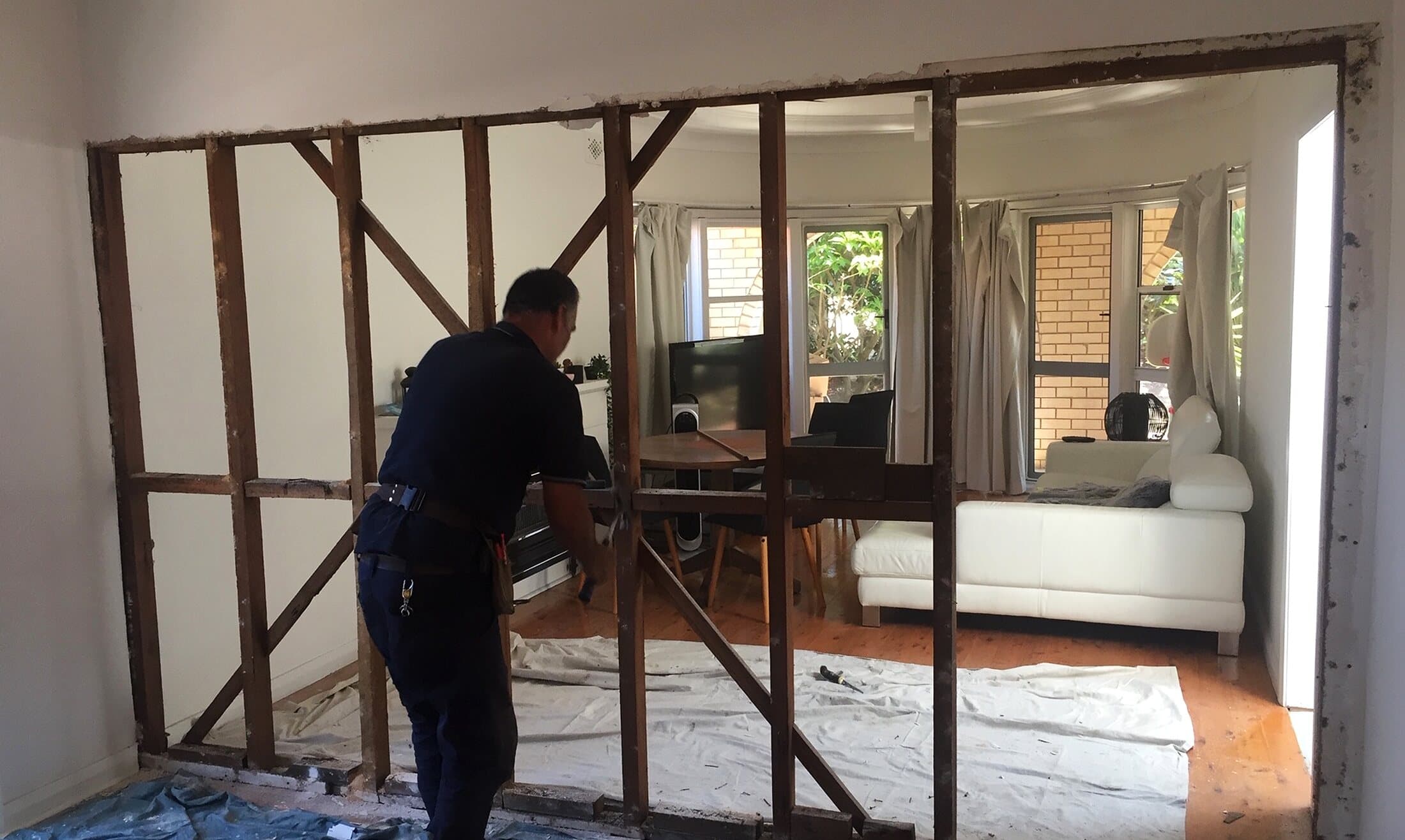 Internal wall being opened up during building alterations