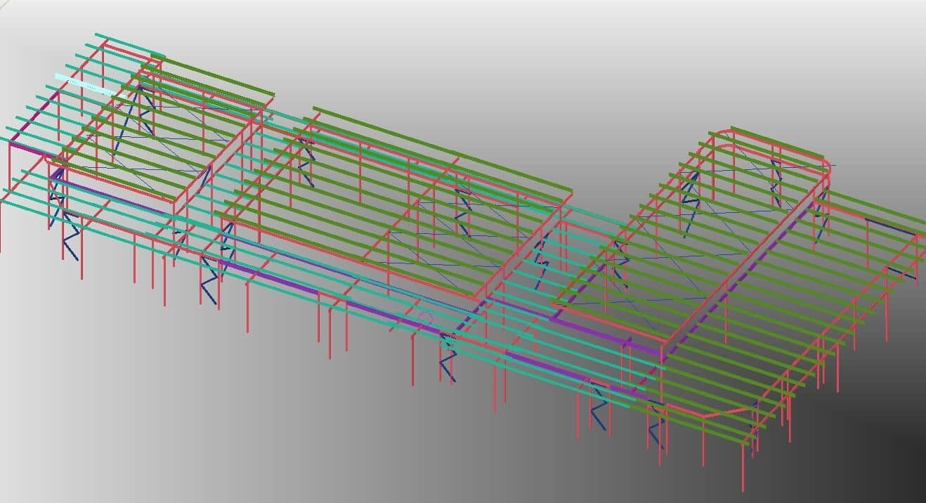 3D steel framing model for 43 Higgins Ave